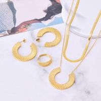 304 Stainless Steel 18K Gold Plated Vintage Style Plating Circle Solid Color Glass Stone Jewelry Set main image 1