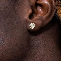 1 Paire Hip Hop Rétro Géométrique Carré Placage Incruster Le Cuivre Zircon Boucles D'oreilles main image 5