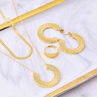 304 Stainless Steel 18K Gold Plated Vintage Style Plating Circle Solid Color Glass Stone Jewelry Set main image 5