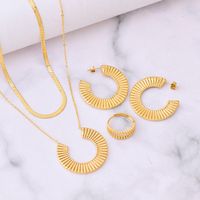 304 Stainless Steel 18K Gold Plated Vintage Style Plating Circle Solid Color Glass Stone Jewelry Set main image 2