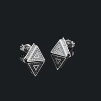 1 Pair Hip-hop Triangle Plating Inlay Copper Zircon Ear Studs main image 5