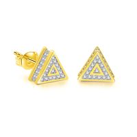 1 Pair Hip-hop Triangle Plating Inlay Copper Zircon Ear Studs main image 4