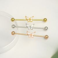 1 Piece Simple Style Butterfly Plating Stainless Steel Ear Studs main image 5