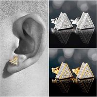 1 Pair Hip-hop Triangle Plating Inlay Copper Zircon Ear Studs main image 1
