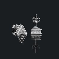 1 Pair Hip-hop Triangle Plating Inlay Copper Zircon Ear Studs main image 2