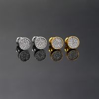 1 Pair Vintage Style Geometric Color Block Plating Inlay Copper Zircon Gold Plated Ear Studs main image 5