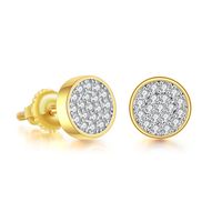 1 Pair Vintage Style Geometric Color Block Plating Inlay Copper Zircon Gold Plated Ear Studs sku image 2