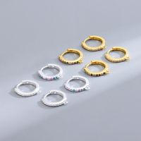 1 Pair Simple Style Color Block Plating Inlay Sterling Silver Zircon Hoop Earrings main image 2