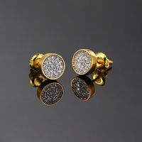 1 Pair Vintage Style Geometric Color Block Plating Inlay Copper Zircon Gold Plated Ear Studs main image 1