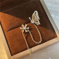 1 Piece Sweet Butterfly Tassel Plating Inlay Copper Zircon Ear Clip sku image 2
