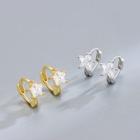 1 Pair Simple Style Star Plating Inlay Sterling Silver Zircon Hoop Earrings main image 5