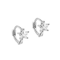 1 Paar Einfacher Stil Stern Überzug Inlay Sterling Silber Zirkon Reif Ohrringe main image 4