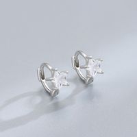 1 Pair Simple Style Star Plating Inlay Sterling Silver Zircon Hoop Earrings main image 3