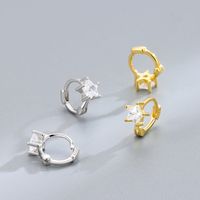 1 Paire Style Simple Star Placage Incruster Argent Sterling Zircon Boucles D'oreilles Cerceau main image 2