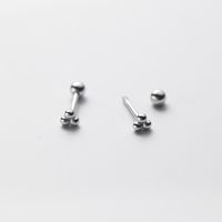 1 Pair Simple Style Solid Color Sterling Silver Ear Studs main image 4