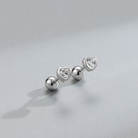 1 Pair Simple Style Heart Shape Plating Inlay Sterling Silver Rhinestones Ear Studs main image 5