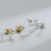 1 Pair Simple Style Heart Shape Plating Inlay Sterling Silver Rhinestones Ear Studs main image 1