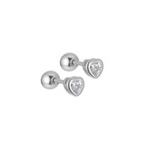 1 Pair Simple Style Heart Shape Plating Inlay Sterling Silver Rhinestones Ear Studs main image 4