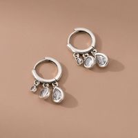 1 Paire Style Simple Commuer Couleur Unie Incruster Argent Sterling Zircon Boucles D'oreilles sku image 1