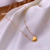 Einfacher Stil Herzform Titan Stahl Überzug Vergoldet Halskette Mit Anhänger sku image 2