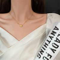 Einfacher Stil Herzform Titan Stahl Überzug Vergoldet Halskette Mit Anhänger main image 4