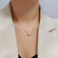 Einfacher Stil Herzform Titan Stahl Überzug Vergoldet Halskette Mit Anhänger main image 3