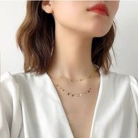 Chocker Texture Cold Style Niche Collier Petit Rond Tranche Collier Clavicule Chaîne Titane Acier Fille Polyvalent Style Ornement main image 3