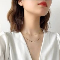 Chocker Texture Cold Style Niche Necklace Small Round Slice Necklace Clavicle Chain Titanium Steel Girl Versatile Style Ornament main image 3