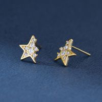 1 Pair Simple Style Star Inlay Sterling Silver Zircon Ear Studs main image 1