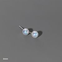 1 Pair Simple Style Round Artificial Pearl Sterling Silver Ear Studs sku image 1