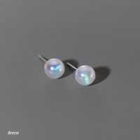 1 Pair Simple Style Round Artificial Pearl Sterling Silver Ear Studs sku image 2