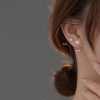 1 Pair Simple Style Round Artificial Pearl Sterling Silver Ear Studs main image 4