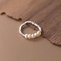 Simple Style Classic Style Solid Color Sterling Silver Beaded Rings sku image 2