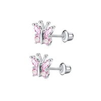 1 Pair Simple Style Cross Star Butterfly Plating Inlay Stainless Steel Zircon Ear Studs main image 4