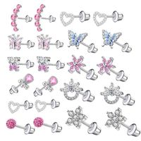 1 Pair Simple Style Cross Star Butterfly Plating Inlay Stainless Steel Zircon Ear Studs main image 1