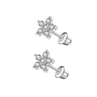 1 Pair Simple Style Cross Star Butterfly Plating Inlay Stainless Steel Zircon Ear Studs sku image 14