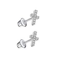 1 Pair Simple Style Cross Star Butterfly Plating Inlay Stainless Steel Zircon Ear Studs sku image 10
