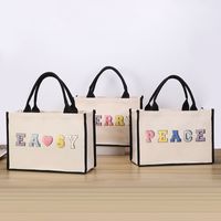 Women's Cute Letter Canvas Shopping Bags main image 5