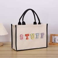 Women's Cute Letter Canvas Shopping Bags sku image 1