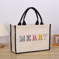 Women's Cute Letter Canvas Shopping Bags sku image 2