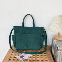 Unisex Corduroy Solid Color Elegant Vacation Sewing Thread Square Zipper Handbag main image 7