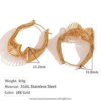 1 Pair Vintage Style Simple Style Classic Style C Shape Plating Inlay Stainless Steel Zircon 18k Gold Plated Ear Studs sku image 3