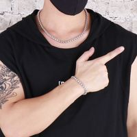 Hip Hop Punk Geometrisch Titan Stahl Metall Kette 18 Karat Vergoldet Männer Armbänder Halskette main image 5