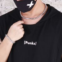 Hip-hop Punk Geometric Titanium Steel Chain Men's Bracelets Necklace main image 3
