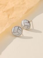 1 Pair Simple Style Sports Basketball Football Painted Epoxy Plating Alloy 14k Gold Plated Ear Studs sku image 1