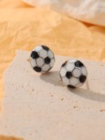 1 Pair Simple Style Sports Basketball Football Painted Epoxy Plating Alloy 14k Gold Plated Ear Studs main image 4