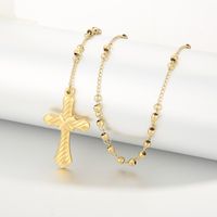 Titanium Steel 18K Gold Plated Simple Style Classic Style Commute Plating Cross Pendant Necklace main image 1
