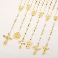 Titanium Steel 18K Gold Plated Simple Style Classic Style Commute Plating Cross Pendant Necklace main image 4