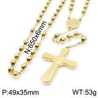 Titanium Steel 18K Gold Plated Simple Style Classic Style Commute Plating Cross Pendant Necklace sku image 11