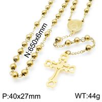 Titanium Steel 18K Gold Plated Simple Style Classic Style Commute Plating Cross Pendant Necklace sku image 10